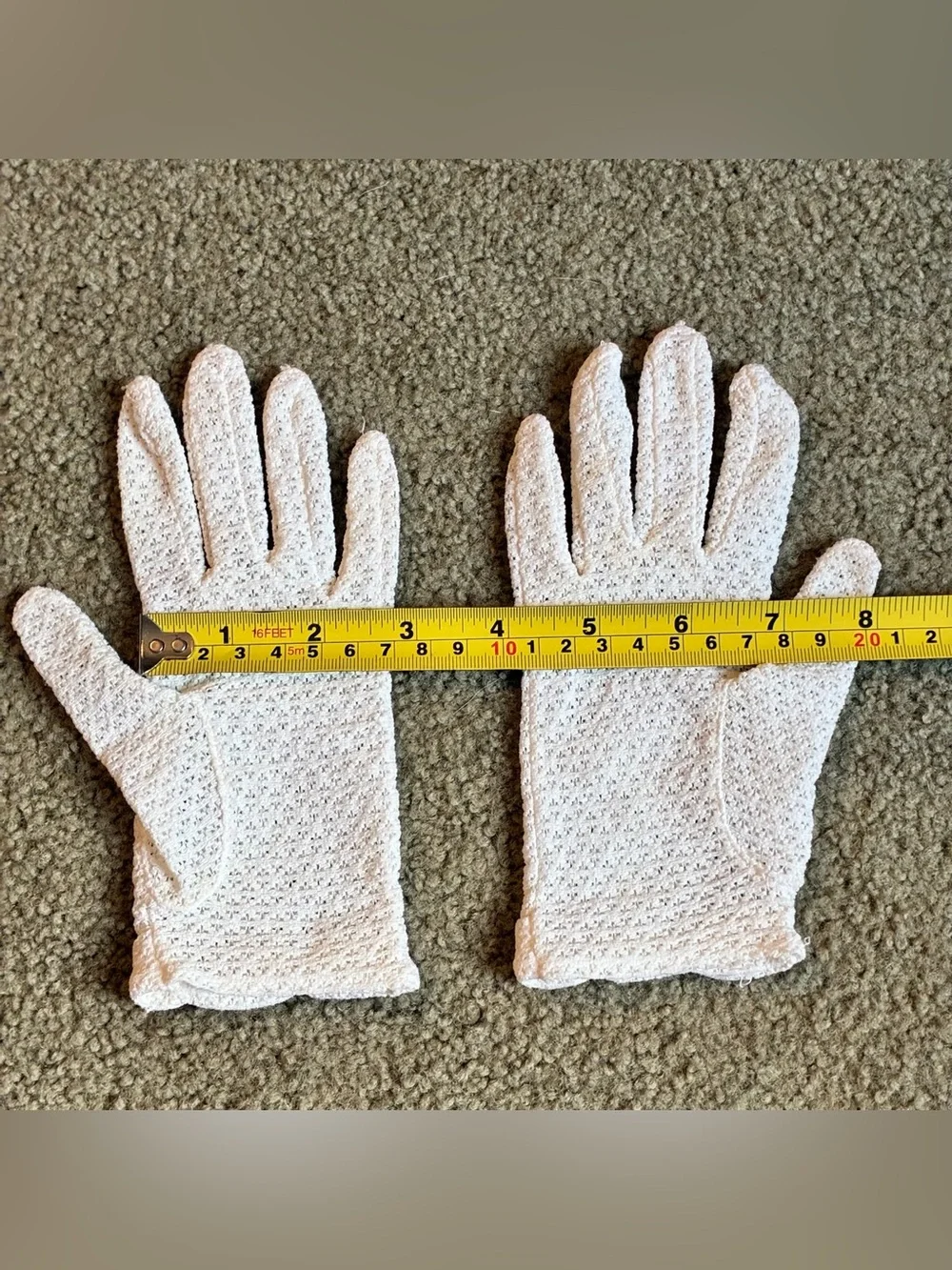 Womens XS Ivory Textured Stretchy Mesh Dress Gloves Costume Party Driving Formal